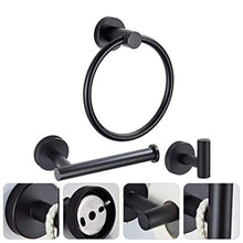 HEMOTON 3 Pezzi Portasciugamani in Acciaio Inox Set Portasciugamani Portasciugamani Porta Carta Igienica con Gancio per Accappatoio Portasciugamani Bagno Set Hardware da Bagno Nero