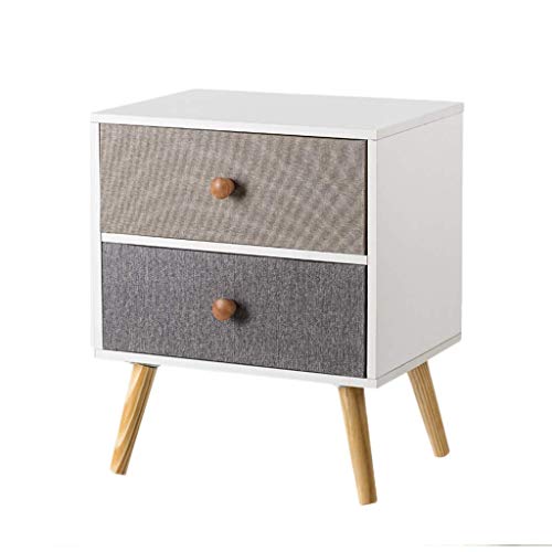 YGB Comodino Nordic Comodino a 2 cassetti Comodino Laterale Comodino in truciolare Comodino con cassetto in Tessuto Gambe in Legno massello Armadi per Camera da Letto Soggiorno Comodino