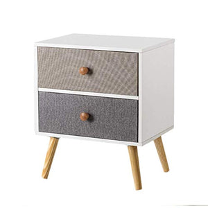 YGB Comodino Nordic Comodino a 2 cassetti Comodino Laterale Comodino in truciolare Comodino con cassetto in Tessuto Gambe in Legno massello Armadi per Camera da Letto Soggiorno Comodino