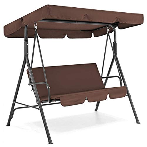 YHWW Amaca,3 Seat Swing Canopies Seat Cushion Cover Set Patio Swing Chair Hammock Replacement Waterproof Garden,Coffee