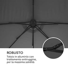 blumfeldt Twin Peaks - Ombrellone Parasole, Dimensioni: 456x245x268 cm (LxAxP), Materiale: Poliestere, Protezione UV: 50, Idrorepellente, Supporto in Alluminio, Antiruggine, Incluso Basamento, Grigio