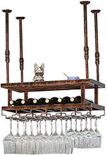 FWZJ Wine Lovers/Wine Racks Rustic Ceiling Wine Racks Adjustable Height/Wall Mounted Hanging Stemware Holder/Retro Glass Wine Bottle Holder/Wall Mounted Wine Bottle Rack/Hanging Wi