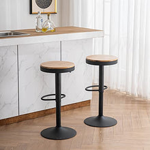 YOUNIKE 2 x Sgabello da Bar Sedia da Bar in Legno massello 58-80 cm Regolabile in Altezza, Sgabello Girevole a 360 ° con poggiapiedi, per Cucina Bar caffetteria, Nero