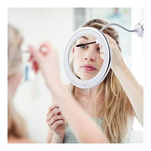Fyftwh Specchio per Il Trucco Ingrandimento 10x di Trucco dello Specchio Pieghevole Regolabile ingrandimento Specchio da Toilette Solide Ventose con Luce Naturale LED