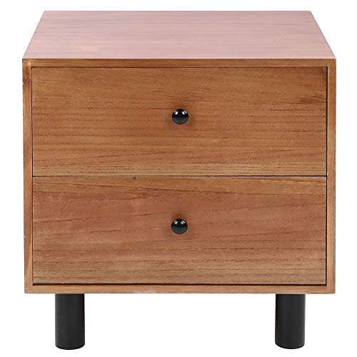 Comodino con Cassetto,Comodino Piccolo con 2 Cassetti in Pino Cassettiera Camera da Letto Comodino con Cassetto e Scompartimento Aperto Supporta 80kg 45x38x47 cm Marrone
