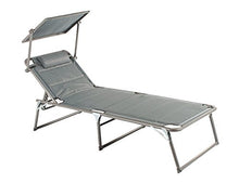 Meerweh - Lettino da giardino pieghevole XXL con parasole regolabile, in schiuma ad asciugatura rapida, 200 x 70 x 37 cm, colore: Grigio