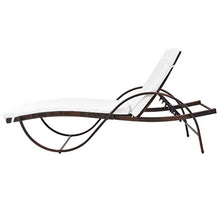 Festnight 3 pz Set Lettino Prendisole Schienale Reclinabile con Braccioli e Tavolino da Giardino Esterno in Rattan Marrone,Sedia a Sdraio da Giardino in Rattan Reclinabile con Braccioli e Tavolino