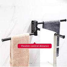LIskybird Portasciugamani Porta Asciugamani Rotante Opaco in Alluminio da Bagno, Porta Asciugamani Bagno da Girevole,Parete Autoadesivo, Portasciugamani Organizzatore Accessori da Bagno,Nero,4 Bar