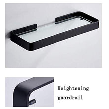 ZLININ Y-longhair Mensola da bagno in vetro temperato, mensola per il bagno, staffa a parete per la doccia, mensola per lo specchio gratuito in bagno, nero