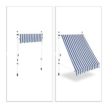 Relaxdays Tenda da Sole, Protezione per Il Balcone, Regolabile, Senza Forare, a Manovella, Larga 150 cm, a Righe Blu, Bianco, 150 x 120 cm