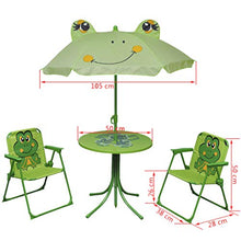 vidaXL Set Mobili da Esterno 4 pz Giardino Bambini Tavolo Sedie Ombrellone Verde