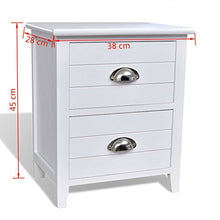 Set 2 Comodini da Camera da Letto Bianco, Comodino da Notte con 2 Cassetti Tavolino da Caffè, in Legno Paulownia + Compensato, 38 x 28 x 45 cm