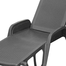 DMORA 8052773494922 Lettino da Esterno, Prendisole Pieghevole, Impilabile, Effetto Rattan, 192 x 71 x 45 cm, Made in Italy, Antracite