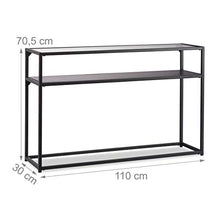 Relaxdays Tavolino da Soggiorno in Vetro, Trasparente, Struttura in Metallo, 4 Gambe, MDF, Nero, HxLxP: 70,5x110x30 cm