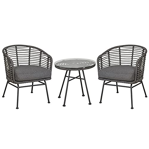 Set di mobili da Giardino per Esterni, Sedia da Giardino in Rattan e Tavolo da tè Set da 3 Pezzi Divano in Vimini Set da Conversazione Mobili da Giardino per Balcone