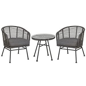 Set di mobili da Giardino per Esterni, Sedia da Giardino in Rattan e Tavolo da tè Set da 3 Pezzi Divano in Vimini Set da Conversazione Mobili da Giardino per Balcone