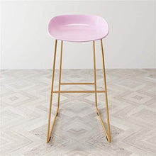 LWW Sedie, sgabelli da bar Semplicità moderna Poggiapiedi oro Sgabelli da bar Sedia moderna in ferro Sgabello alto in metallo Sedile in plastica PP adatto per cucina Sedia da pranzo,Rosa,45x45x75 cm