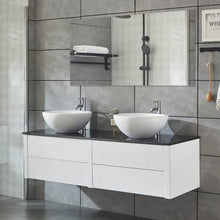 Bagno Italia Mobile Arredo Bagno 150cm sospeso bianco con lavabo d'appoggio e specchio Mobili 1 l