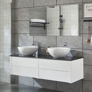 Bagno Italia Mobile Arredo Bagno 150cm sospeso bianco con lavabo d'appoggio e specchio Mobili 1 l