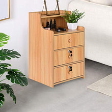 L.BAN Comodino in Legno con 3 cassetti, Comodo Comodino Multifunzionale Comodino Comodino Laterale Armadio Organizer, Semplice Comodino in Legno massello Divano tavolino Laterale per Soggiorno Cam