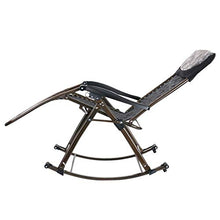 HaoLi Sedia a Dondolo da Giardino Black Sun Lounger per Persone Pesanti - Sedia reclinabile Pieghevole con Cuscino per Sedia da Esterno per Esterno con Patio, Supporto 200 kg