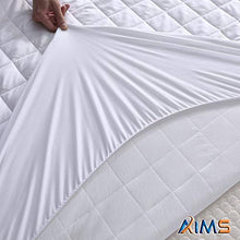 AIMS, Coprimaterasso trapuntato impermeabile in microfibra, con angoli, con fascia elastica, profondità extra di 40 cm (King)