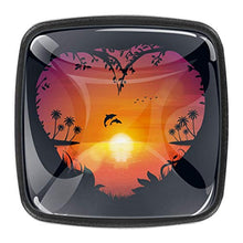 Home - Set di 4 pomelli quadrati per armadietti, mobili da cucina, mobili, mobili, cassetti, cassettiera, cassettiera, colore: Nero delfino amore nel tramonto