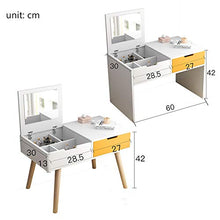 DD&QG 2-Pollici-1 Toeletta con Flip Top Mirror Vanity Toeletta da Trucco Mpollicii Scrivania con Cassetti,Organizzatori di Trucco,Assemblaggio Facile-Naturale-a 60x30x42cm(24x12x17inch)