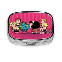 Portapillole da viaggio a prova di umidità con pulsante, mafalda y familia portapillole decorativo contenitore in metallo
