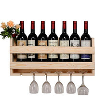 Cremagliere del vino fissate al muro/Espositore per bottiglie a parete/Portabottiglie con portabicchieri sospeso/Scaffale per vino e portabottiglie/Contiene 7 bottiglie, 6 bicchieri