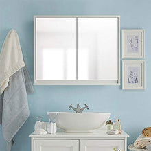 BXSZVOK Armadietto a Specchio a Parete con Doppie Ante e Specchio, Mobile Bagno Bianco con 2 divisori