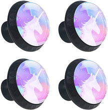 Silhouette Unicorn Purple Mysterious Pomelli per Porta Set di 4 Pomelli per Mobili Manopole per Cassetti Cucina Armadio Vetro