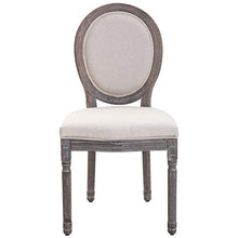 homcom Set 2 Sedie per Soggiorno o Sala da Pranzo Stile Classico rétro in Legno e Lino con Schienale Medaglione Bianco Avorio