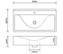 SENLUOWX - Lavabo in ceramica rettangolare, 600 x 460 x 160 mm (L x P x A)