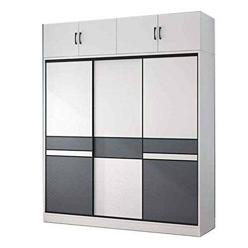 ZKHD Home Bedroom Panel Armadio A Tre Porta, Moderno Armadio A Porta Scorrevole Semplice, Pannello Semplice Armadio di Stoccaggio, Armadietto con Piano Superiore,200 * 50 * 200cm