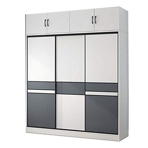 ZKHD Home Bedroom Panel Armadio A Tre Porta, Moderno Armadio A Porta Scorrevole Semplice, Pannello Semplice Armadio di Stoccaggio, Armadietto con Piano Superiore,200 * 50 * 200cm