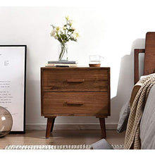 Comodino Nordico in Legno massello, Camera da Letto Color Noce 2 Strati Letto Giapponese Armadio di stoccaggio Moderno Semplice Cuscinetto 300KG-52x40x50cm FANJIANI