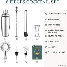 Wenzhihua Set di Miscelazione per Cocktail Cocktail Shaker Set 750ml Acciaio Inossidabile Cocktail Mixer 8 Pz Home Bartender Kit Strumenti per Bar Professionali Bere BevandeStrumento A Barre
