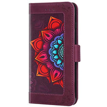 ikasus Cover Compatibile con Samsung Galaxy A21S Custodia Motivo Floreale Custodia a Portafoglio in Pelle PU con Cavalletto e Custodia a Libro,Rosso