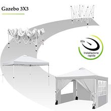 Hikole Gazebo 3x3 Pieghevole Gazebo Esterno Impermeabile Tenda da Gazebo Giardino con 4 Pareti Laterali e 4 Borsa per Contrappeso