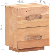 HappyL Comodino Letto Armadio con 2 cassetti 40x30x50 Cm Solido Legno di Recupero