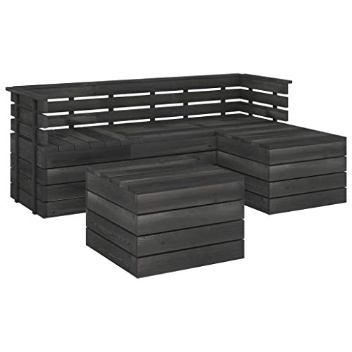 vidaXL Set Divani da Giardino su Pallet 5 pz Legno Pino Grigio Scuro