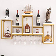 Arredamento per la casa Armadietto per vino Scaffale per vino in legno a parete Scaffale galleggiante con porta calici | Armadi Vino per Cucina Sala da Pranzo Bar o Cantina | Cornice dorata con pla