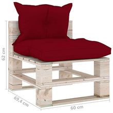 FAMIROSA Divano Centrale da Giardino Pallet con Cuscini in Legno di Pino-6078