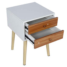 Comodino per camera da letto con 2 cassetti, comodino moderno in legno con doppio cassetto e gambe in legno massello, mobili per camera da letto