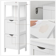 VASAGLE Armadietto da Terra in Legno per Il Bagno Comodino per Medicine Autoportante Mobile ad Angolo con 2 Cassetti Bianco BBC42WT