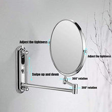 DIELUNY Specchio per Trucco Specchi per Trucco, Specchio a Parete Specchio in Metallo con Cornice Rotazione a 360 ° Specchio da Bagno Pieghevole Specchio cosmetico bifacciale Specchio di Bellezza