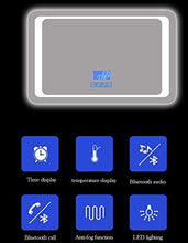 Specchio da Bagno a LED Illuminato a Specchio con Funzione di visualizzazione della Temperatura Altoparlante Bluetooth Integrato Interruttore sensore tattile 600 X 800 mm per Specchio da Bagno