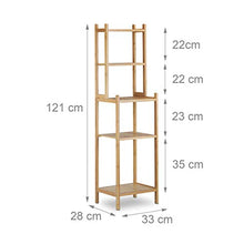 Relaxdays 10020948 Scaffale Bagno in Bambù 5 Ripiani per Cucina Corridoio Mobiletto Aperto HxLxP: 121 x 33 x 28 cm, Beige