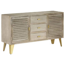 Tidyard Cassettiera Legno Massello di Mango, Acciaio e Ottone | 140 x 40 x 80 cm